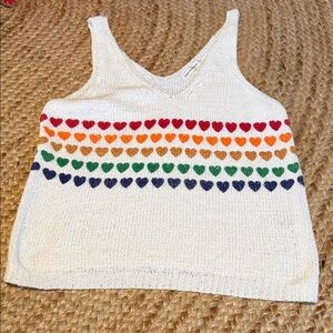 moon & madison White Tank Top with Colorful Heart Pattern